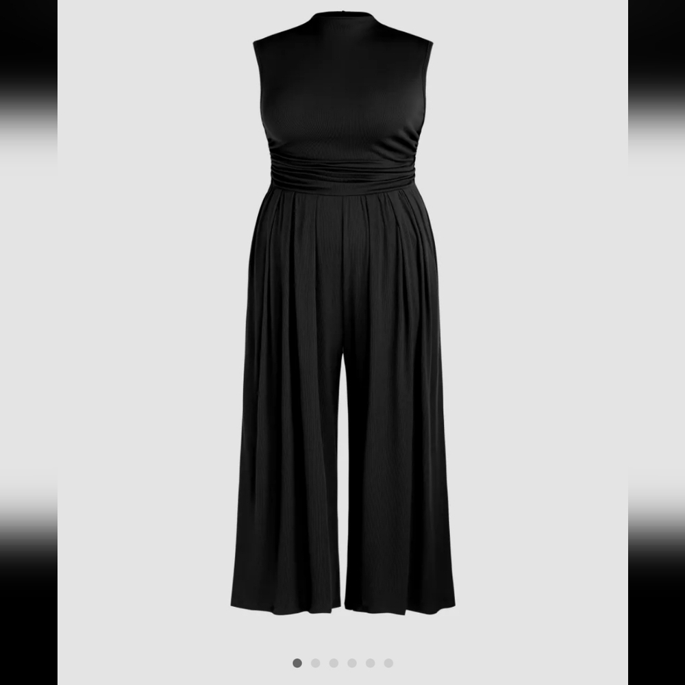 Cider Round Neckline Solid Pleated Jumpsuit 3X NWT